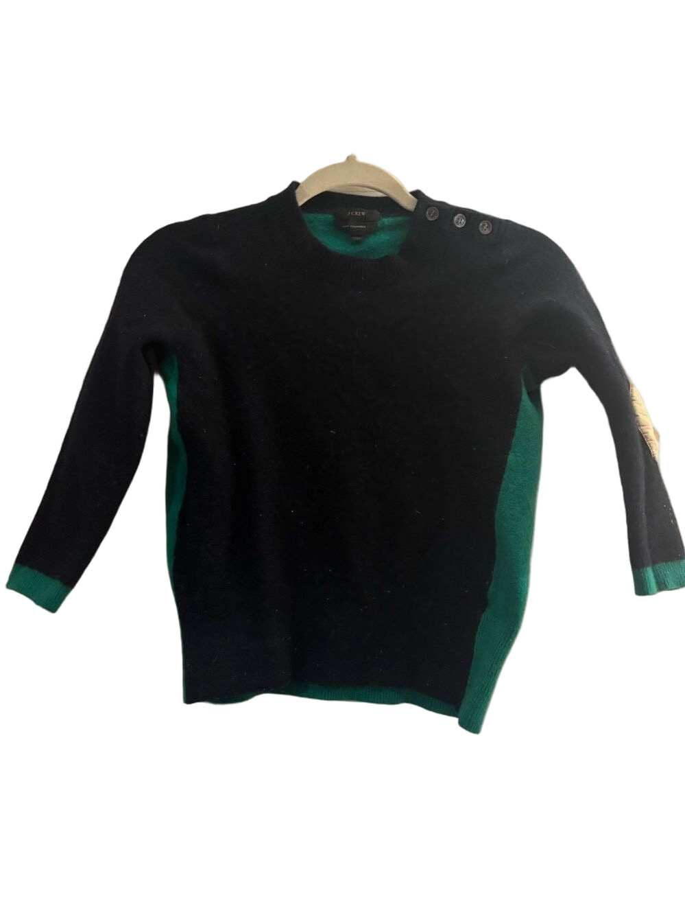 J. Crew Black and Green Buttoned Sweater
